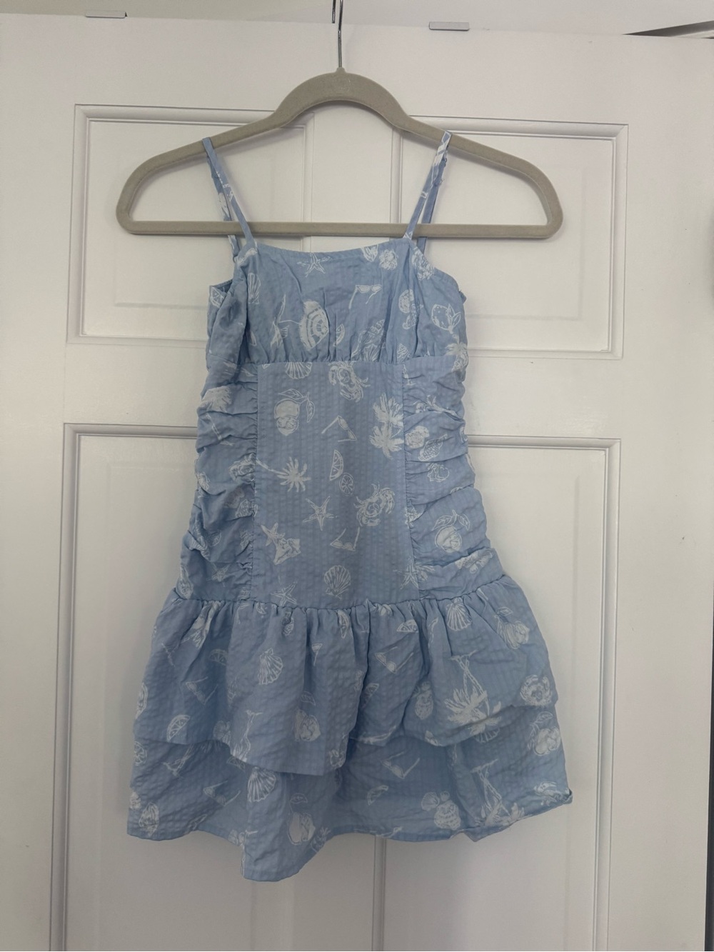 Girls' Light Blue Seashell Print Sundress